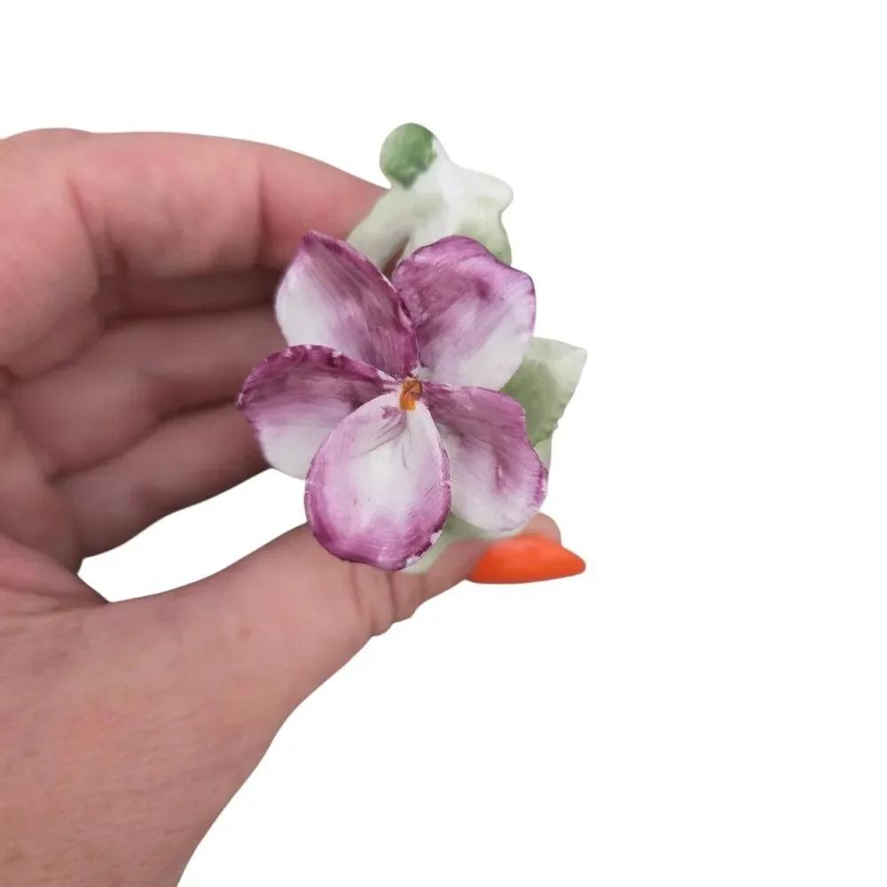 Vintage Japan Porcelain Floral Napkin Rings Hand Painted Purple Flowers Set of 3